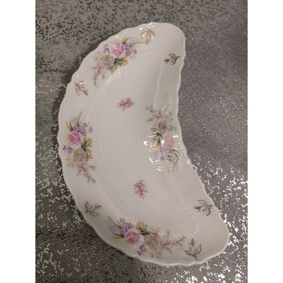 C.T. Carl Tielsch Flower Porcelain Fish Bone Plate 1800-1900 Germany (2) Antique - Picture 1 of 16